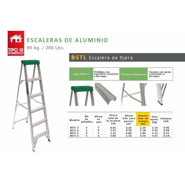 Escalera de aluminio de 5 peldaños - Ferretería Samir