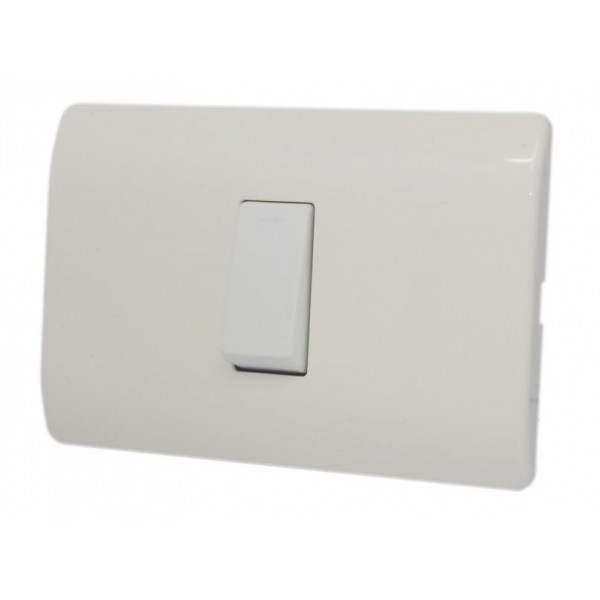 Interruptor de palanca eléctrico 3d realista control de interruptor de luz  eléctrica en panel de plástico blanco aislado