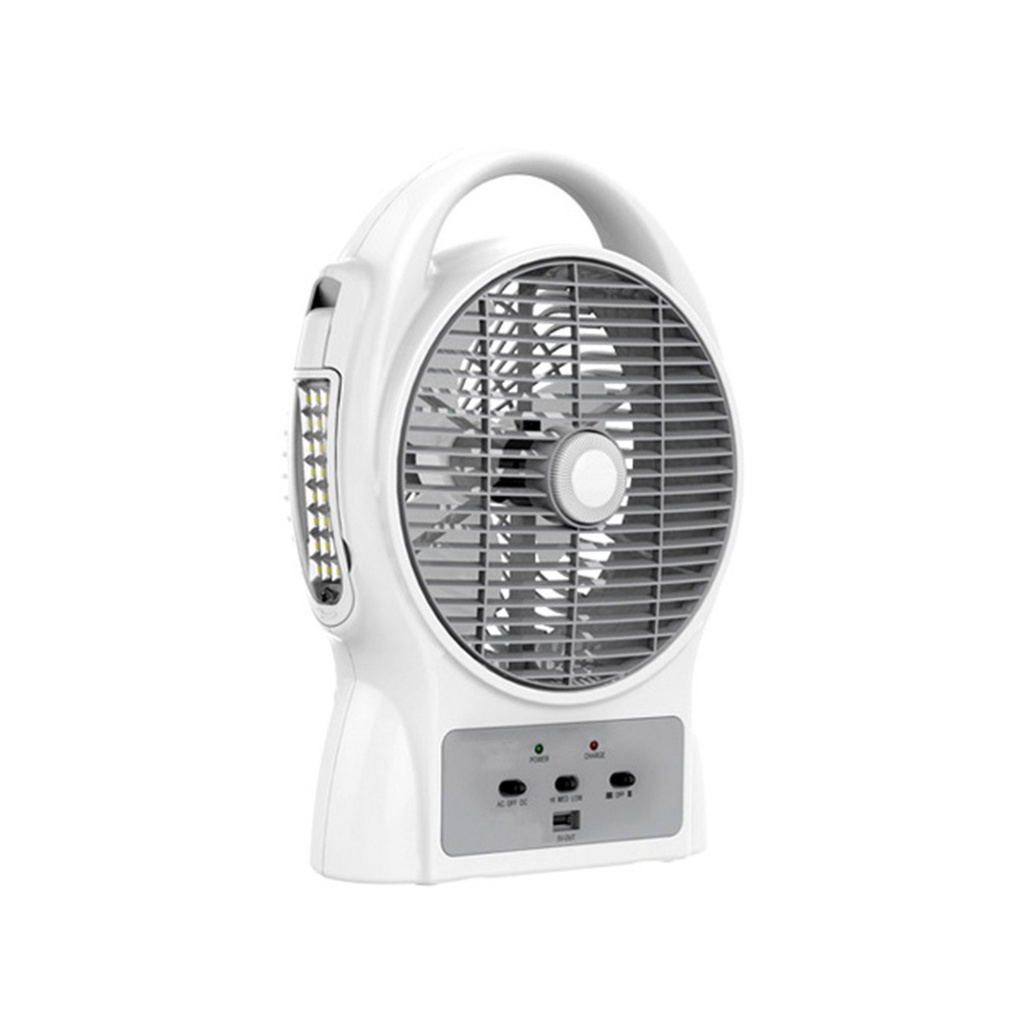 VENTILADOR RECARGABLE 8` BLANCO 3 VEL SK-708 CARGADOR USB, LUZ 24 LEDS FULLTECH