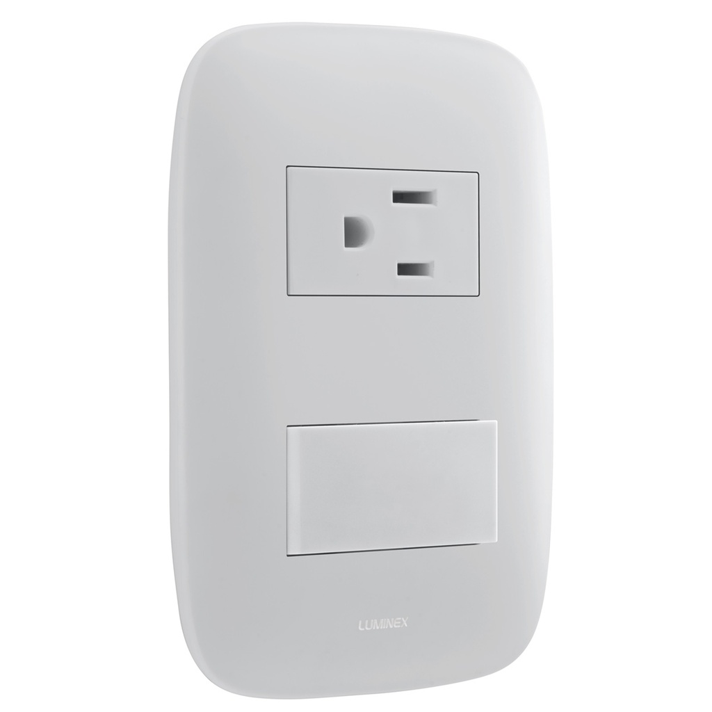 TOMA GALICA 2 SENCILLA (2P+ T) + INTERRUPTOR SENCILLO BLANCA REF:GL2-301BG UE 20