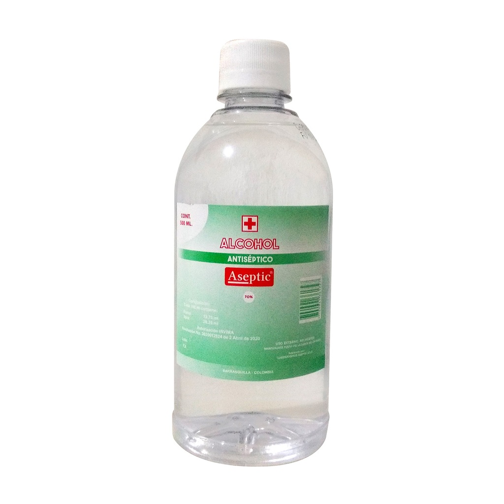 # ALCOHOL ETILICO 500CC BOTELLA PLASTICA INVIMA * UNIDAD (UE16)