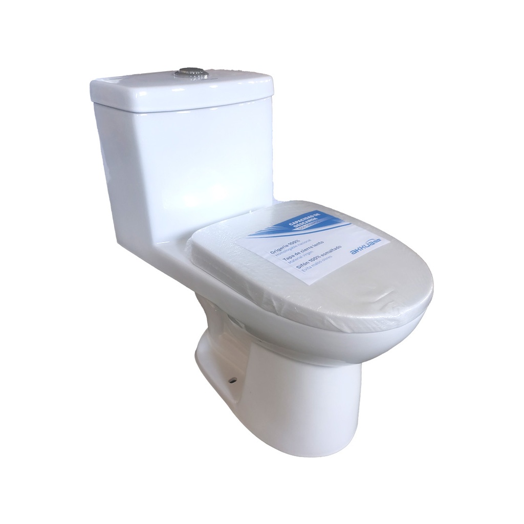 SANITARIO BLANCO ONE PIECE PERUGIA ALONGADO DUAL HE-T813 CON ASIENTO SOFT DESCARGA:6 LTS AKKUALINE 680*375*690 MM